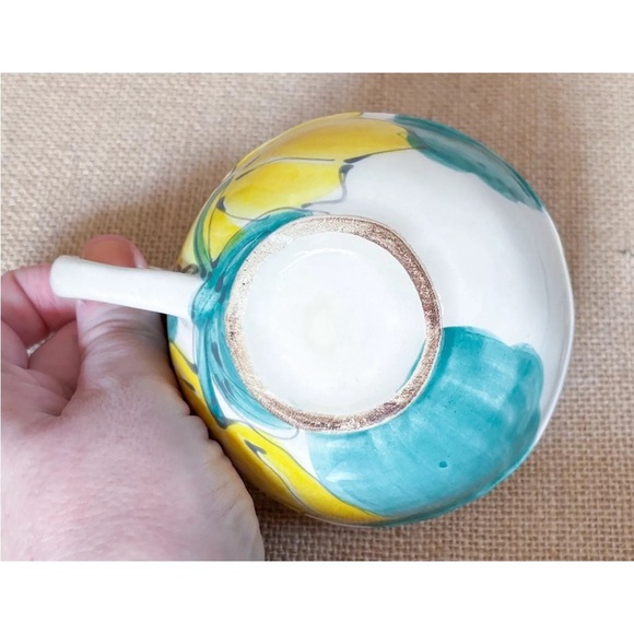 Anthropologie ? Shabby Floral Teacup And Saucer Set Hand Painted Portugal READ - Picture 8 of 8